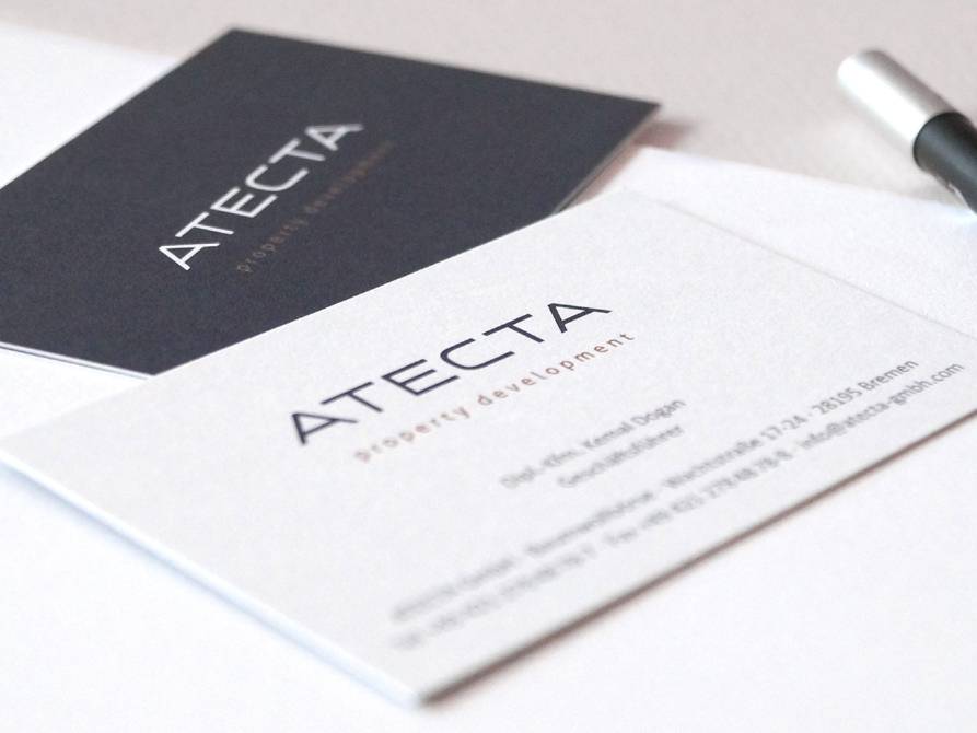 ATECTA property development Geschäftsausstattung Logo Design Visitenkarten